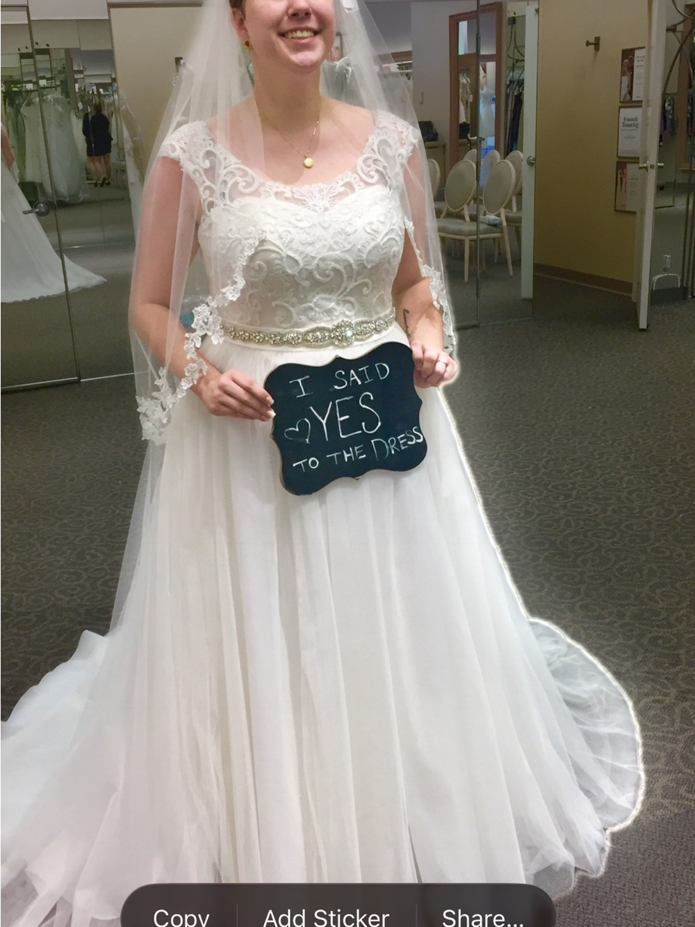 David's Bridal White Lace Bodice Wedding Dress (BELT NOT INCLUDED)